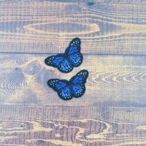 Set of Two Mini Embroidered Iron-On Butterfly Patches
