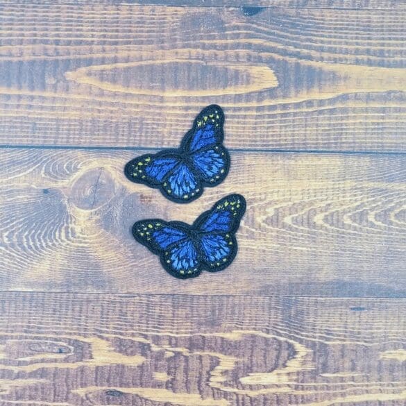 Set of Two Mini Embroidered Iron-On Butterfly Patches