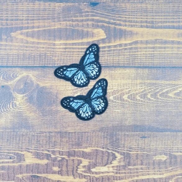 Set of Two Mini Embroidered Iron-On Butterfly Patches