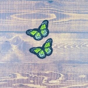 Set of Two Mini Embroidered Iron-On Butterfly Patches