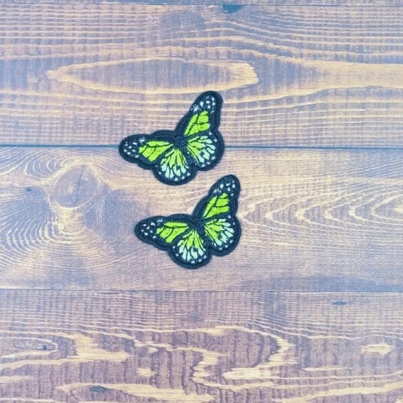 Set of Two Mini Embroidered Iron-On Butterfly Patches