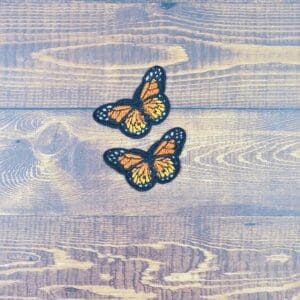 Set of Two Mini Embroidered Iron-On Butterfly Patches