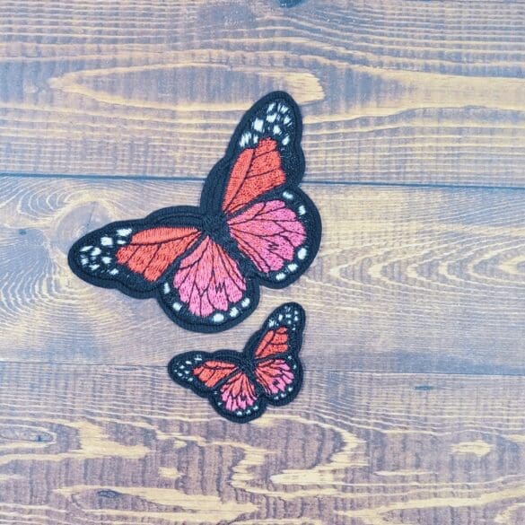 Large and Mini Embroidered Iron-On Butterfly Patch Set