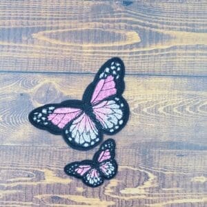 Large and Mini Embroidered Iron-On Butterfly Patch Set