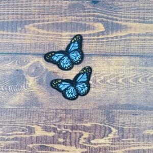 Set of Two Mini Embroidered Iron-On Butterfly Patches