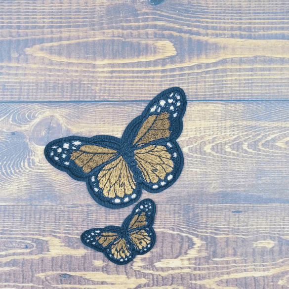 Large and Mini Embroidered Iron-On Butterfly Patch Set