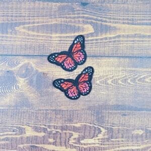 Set of Two Mini Embroidered Iron-On Butterfly Patches