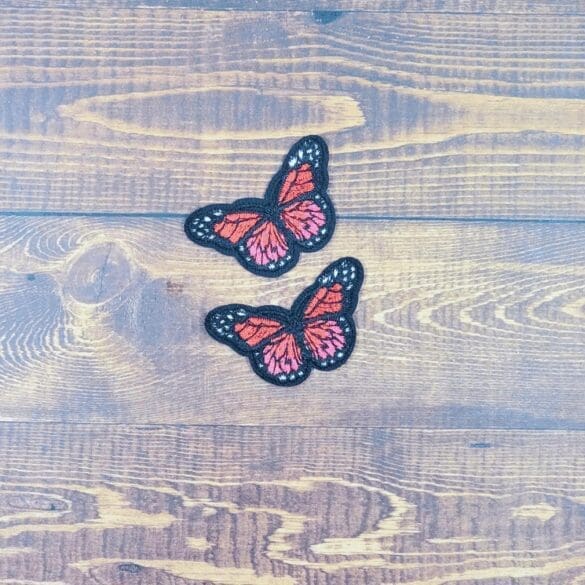 Set of Two Mini Embroidered Iron-On Butterfly Patches