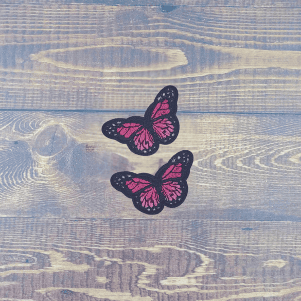 Set of Two Mini Embroidered Iron-On Butterfly Patches