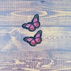 Set of Two Mini Embroidered Iron-On Butterfly Patches